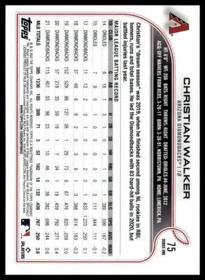 Christian Walker 2022 Topps #75 Arizona Diamondbacks - Baseball Card Single
