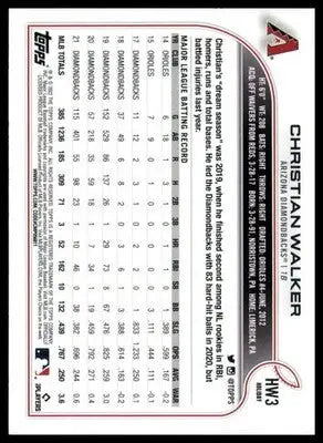 Christian Walker 2022 Topps Holiday #HW3 Arizona Diamondbacks - Baseball Card Single