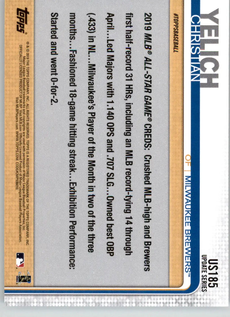 Christian Yelich - 2019 Topps Update - #US185 - 150th Anniversary Baseball - Baseball Card Single