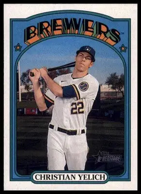 Christian Yelich 2021 Topps Heritage #251 Milwaukee Brewers - Baseball Card Single