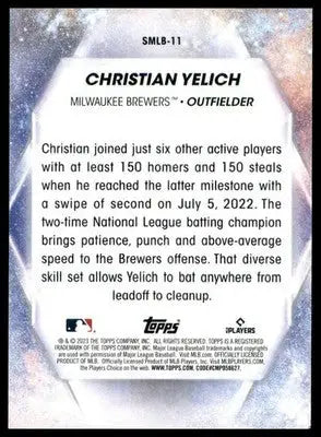 Christian Yelich 2023 Topps Stars of MLB #SMLB-11 Milwaukee Brewers - Baseball Card Single