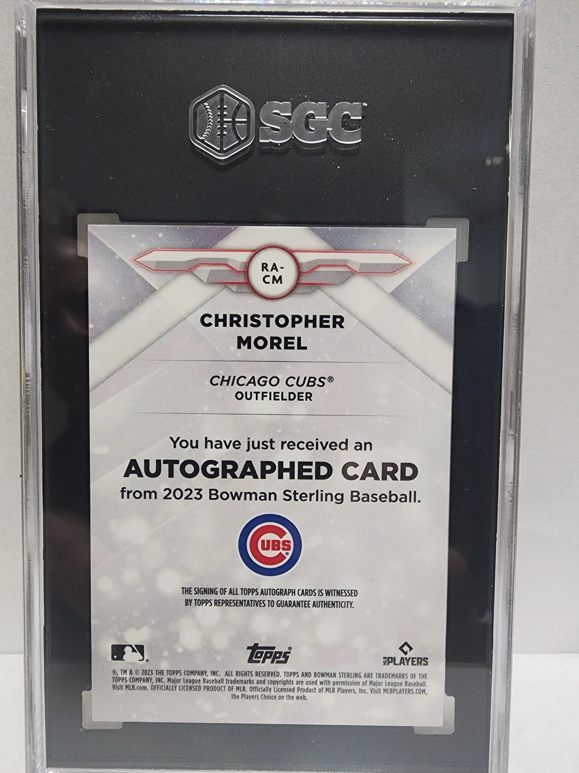 Graded authentication card for Christopher Morel 2023 Bowman Sterling Rose Gold Auto