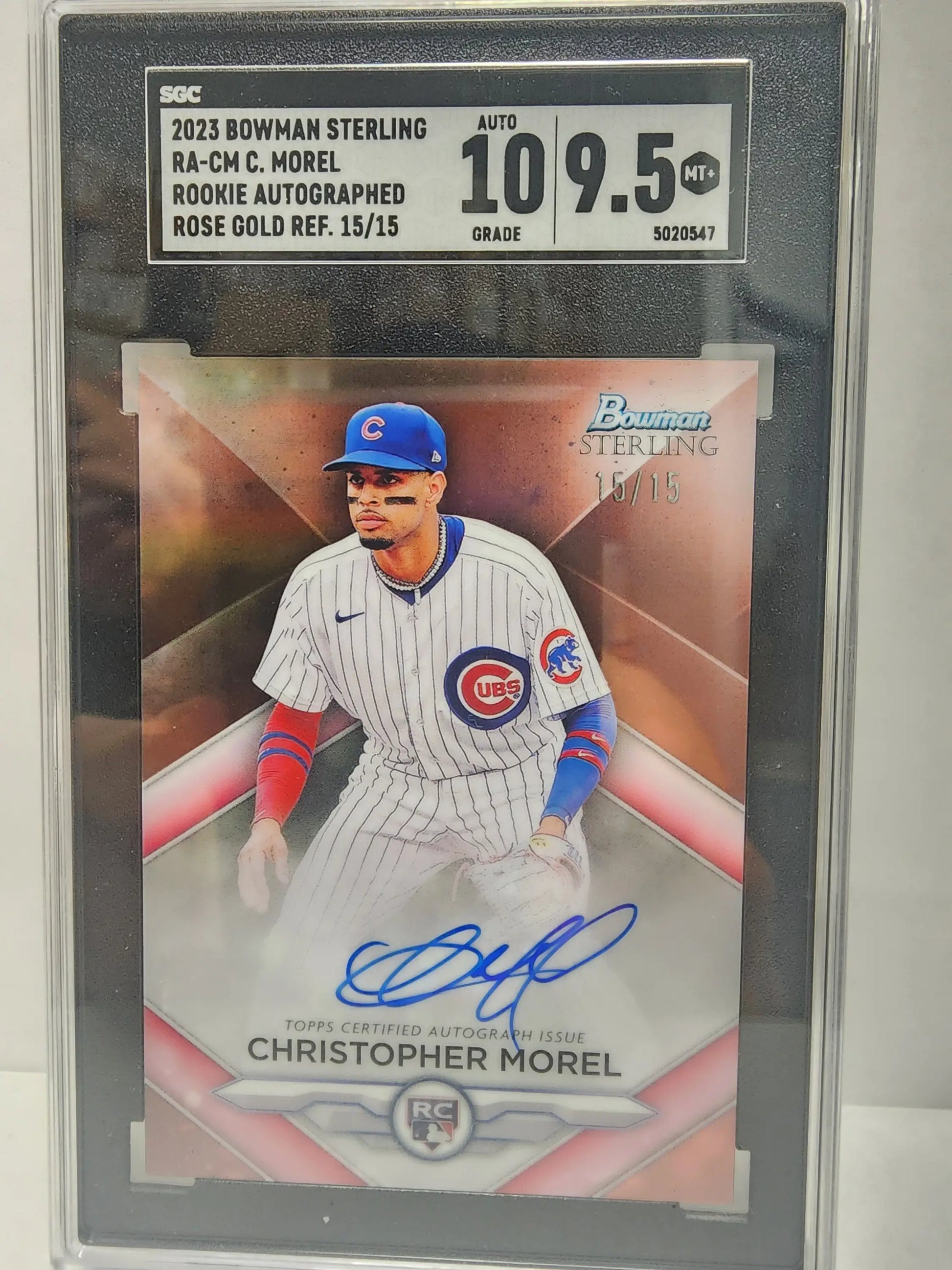 Autographed 2022 Bowman Sterling Christopher Morel Rose Gold Auto in protective case