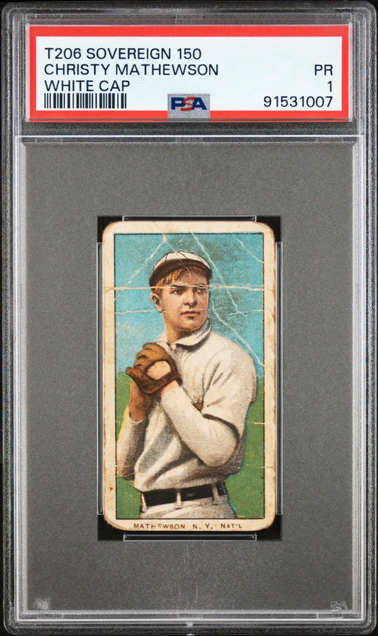 Christy Mathewson White Cap 1909-11 T206 Soverign 150 PSA 1 Poor - Baseball Card Single