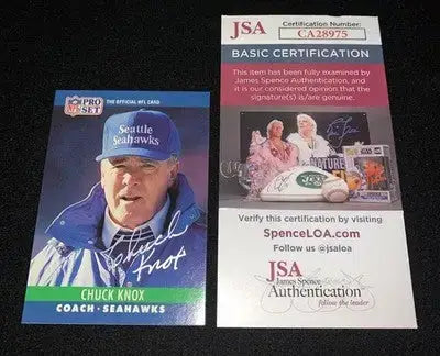 Chuck Knox Signed 1990 Pro Set Seattle Seahawks Autograph JSA - Football Card Single
