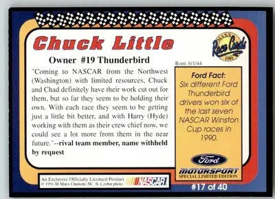 Chuck Little - 1991 Maxx Ford Motorsport - #17 - Racing - Racing Card Single