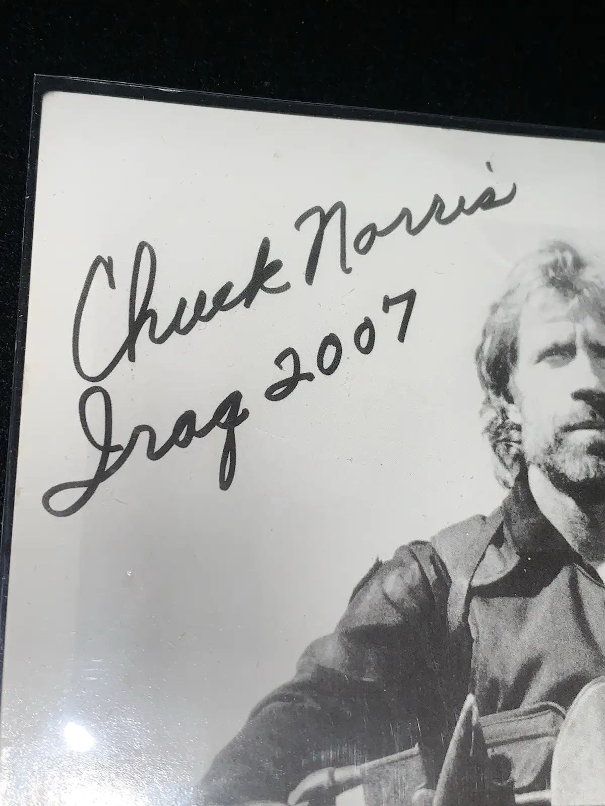 CHUCK NORRIS AUTOGRAPHED B&W 5x7 Signed PHOTO Iraq Motorcycle JSA Auto