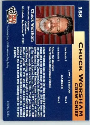 Chuck Worsham - 1992 Pro Set NHRA - #158 - Racing - Racing Card Single