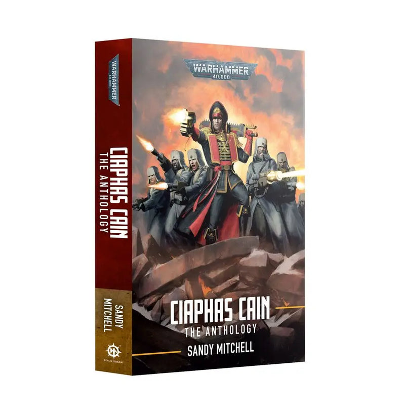 Science fiction anthology with dynamic cover illustration of soldiers in combat featuring Ciaphas Cain