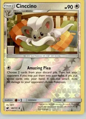 Cinccino - Crimson Invasion - 86/111 - Reverse Holo LP Pokemon - Pokémon Card Single