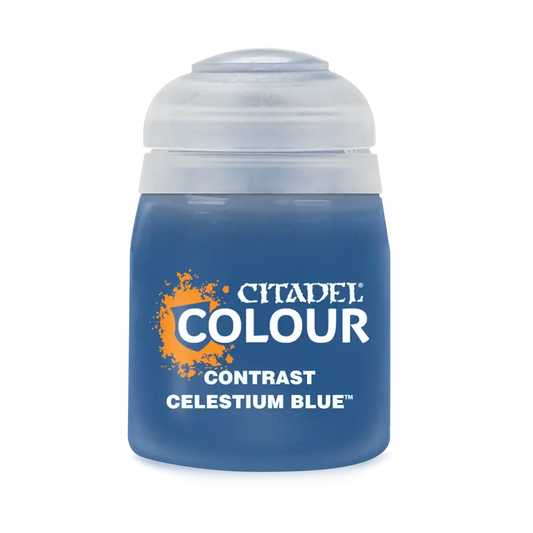Citadel Contrast Celestium Blue paint pot for professional model painting and detailing