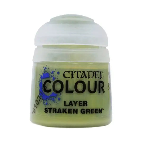 Pot of Citadel Paint Layer Straken Green for detailed model painting and layering