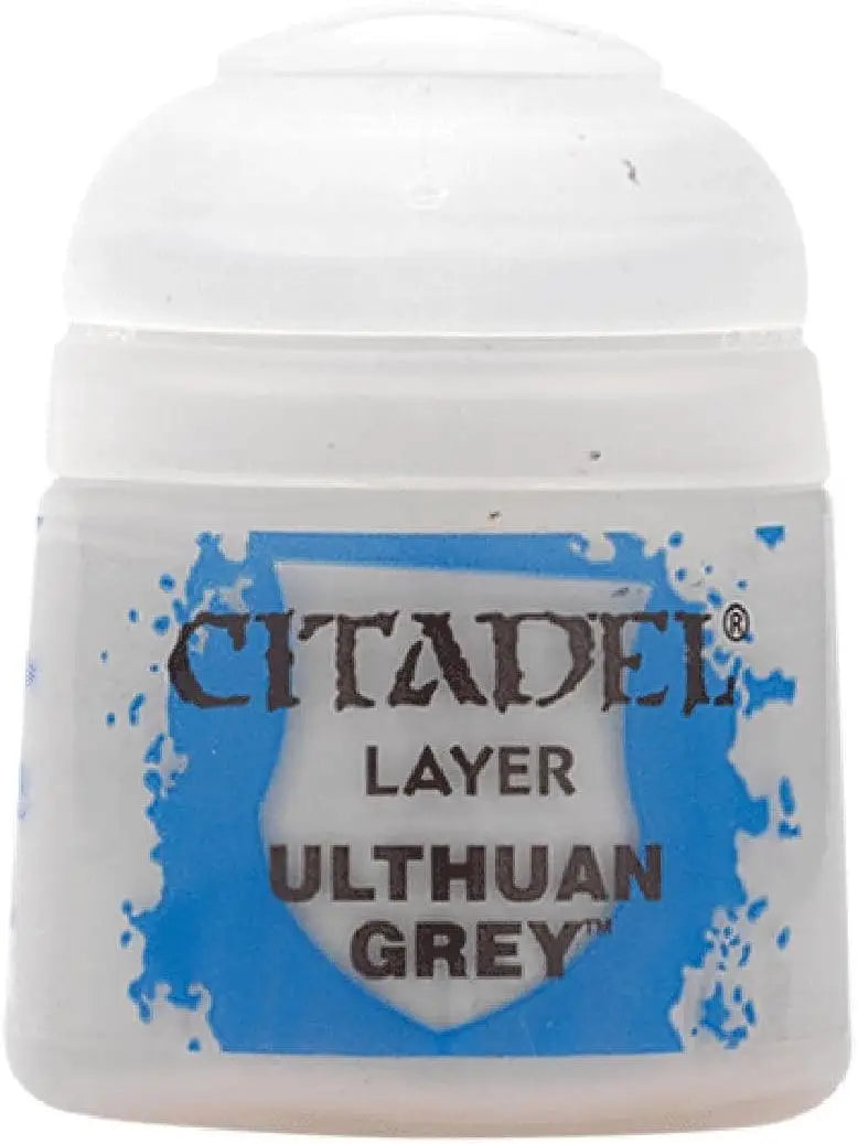 Pot of Citadel Paint Layer Ulthuan Grey for detailed miniature painting projects
