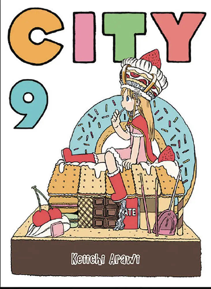 Cartoonish manga cover featuring Keiichi Arawi’s City Graphic Novel Volume 09 for college students