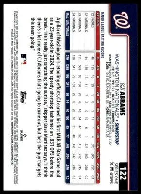 CJ Abrams 2025 Topps #122 Washington Nationals - Baseball Card Single