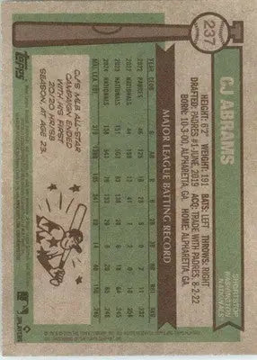 CJ Abrams - 2025 Topps Heritage - #237 - Baseball - Baseball Card Single