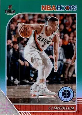 CJ McCollum - 2019-20 Hoops Premium Stock - #158 - Prizms Green Basketball - Basketball Card Single