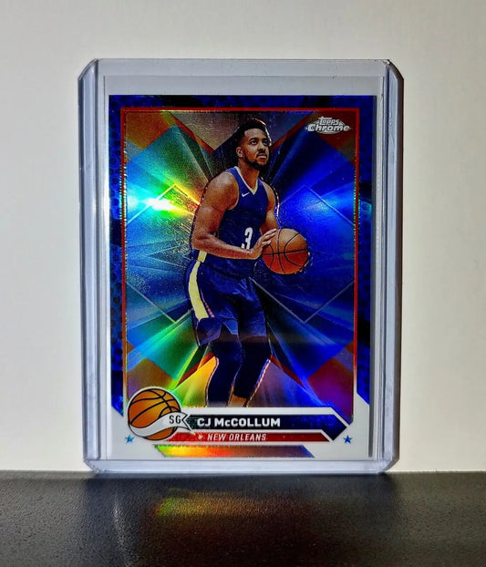 CJ McCollum 2023-24 Topps Chrome NBA #47 Blue Refractor Card Pelicans - Basketball Card Single