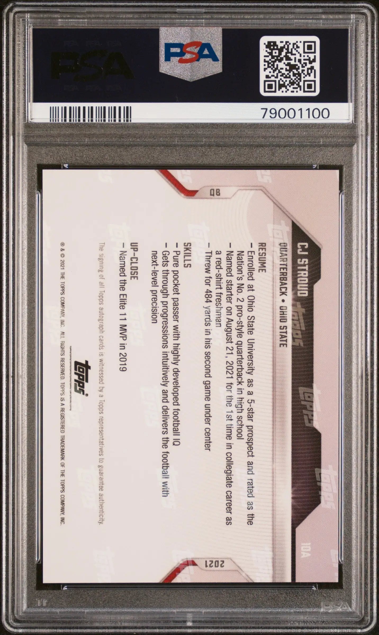 CJ Stroud 2021 TOpps Now Bowman Next Auto #51/99 PSA 10 Gem Mint - Football Card Single