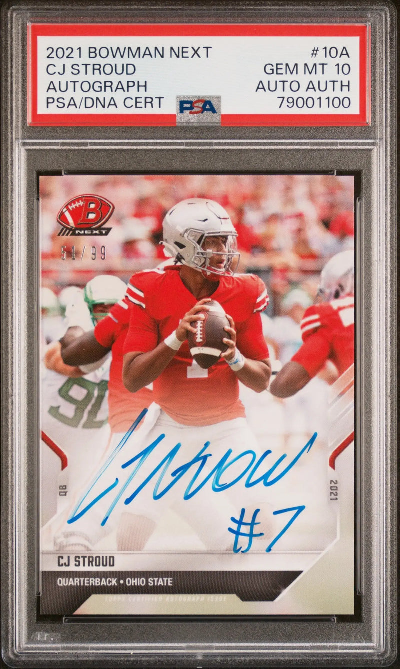 CJ Stroud 2021 TOpps Now Bowman Next Auto #51/99 PSA 10 Gem Mint - Football Card Single