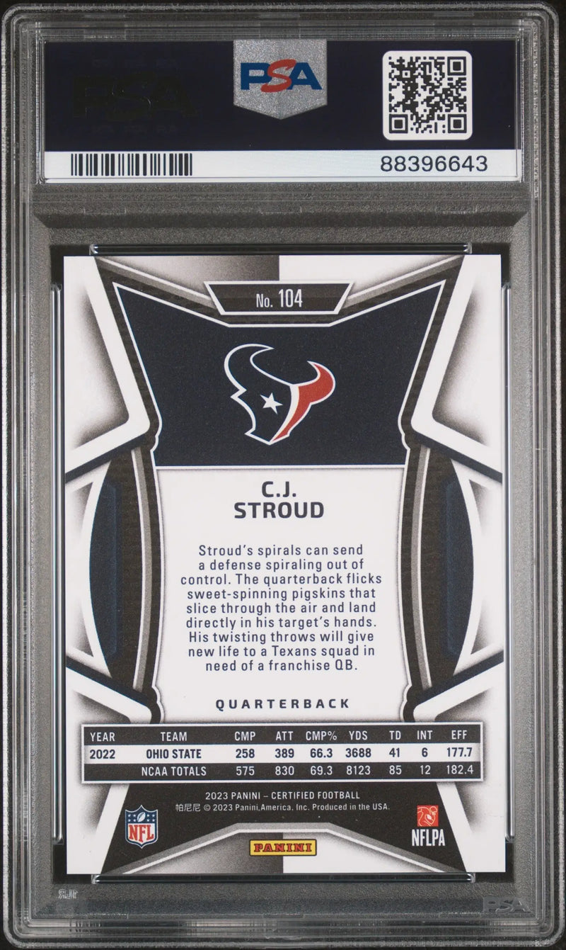 CJ Stroud 2023 Certified Mirror Bronze #104 #220/275 PSA 10 Gem Mint - Football Card Single