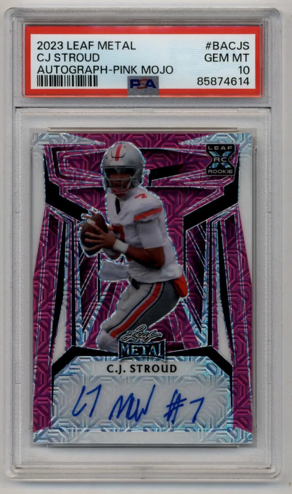 CJ Stroud 2023 Leaf Metal Auto Pink Mojo 4/4 PSA 10 Gem Mint - Football Card Single