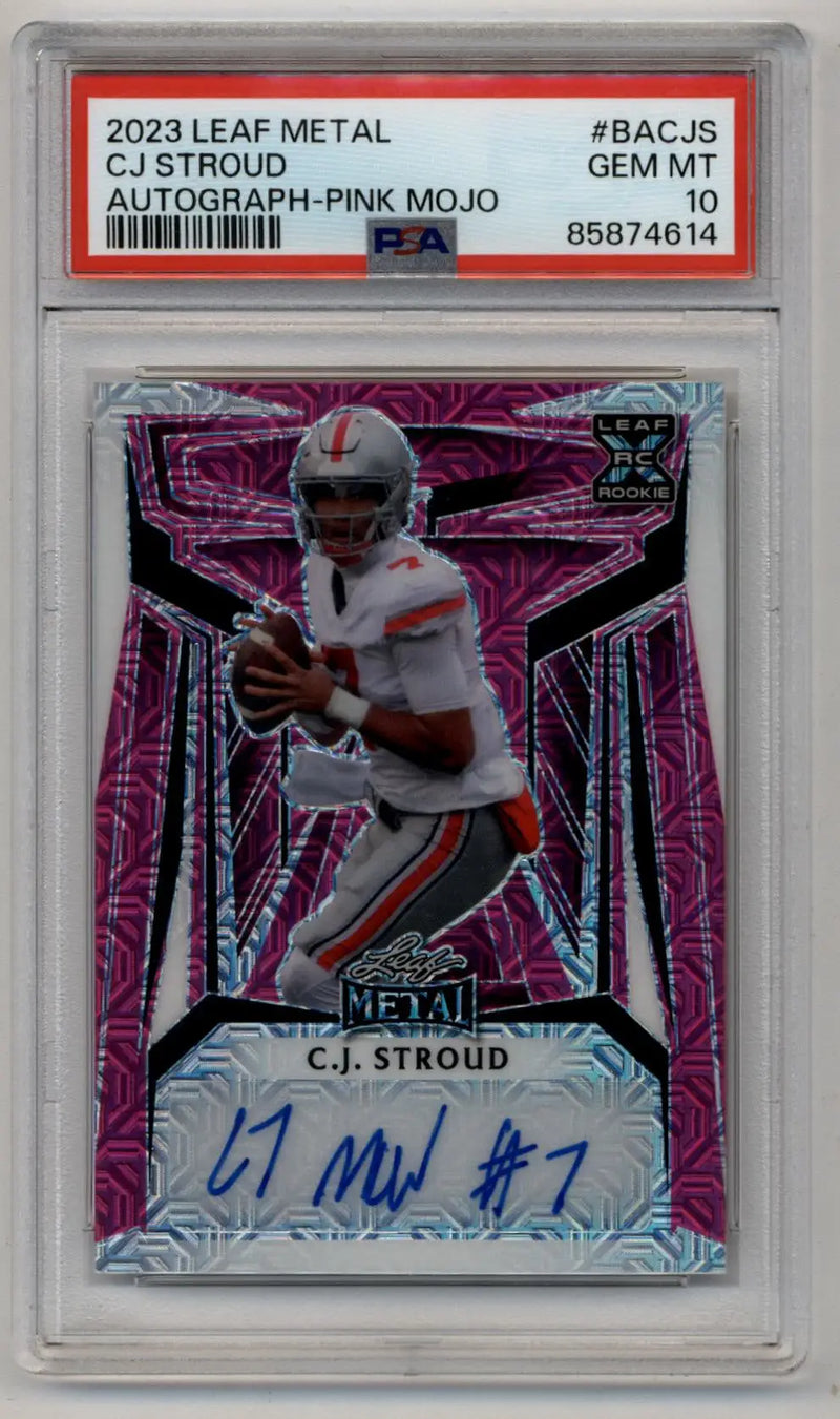 CJ Stroud 2023 Leaf Metal Auto Pink Mojo 4/4 PSA 10 Gem Mint - Football Card Single