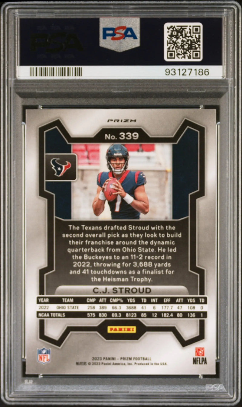 CJ Stroud 2023 Panini Prizm #339 Silver Prizm PSA 10 Gem Mint 7186 - Football Card Single