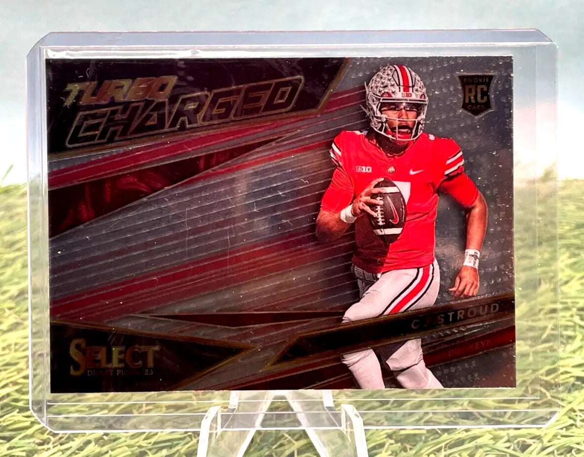CJ Stroud Turbo Charged Rookie Card from 2023 Panini Select Draft Picks collection