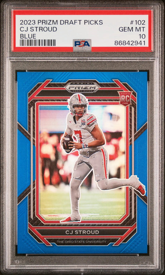 CJ Stroud 2023 Prixm Draft #102 Blue Prizm #125/199 PSA 10 Gem Mint - Football Card Single