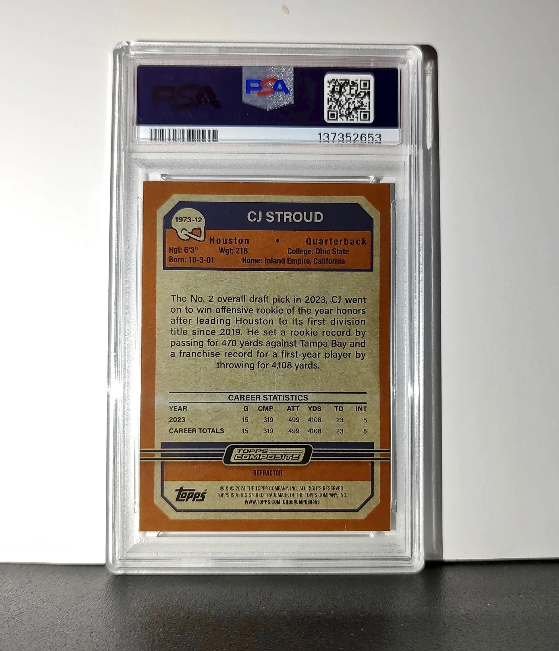 CJ Stroud 2023 Topps Chrome 1973 Refractor #1973-12 PSA 4 VG-EX