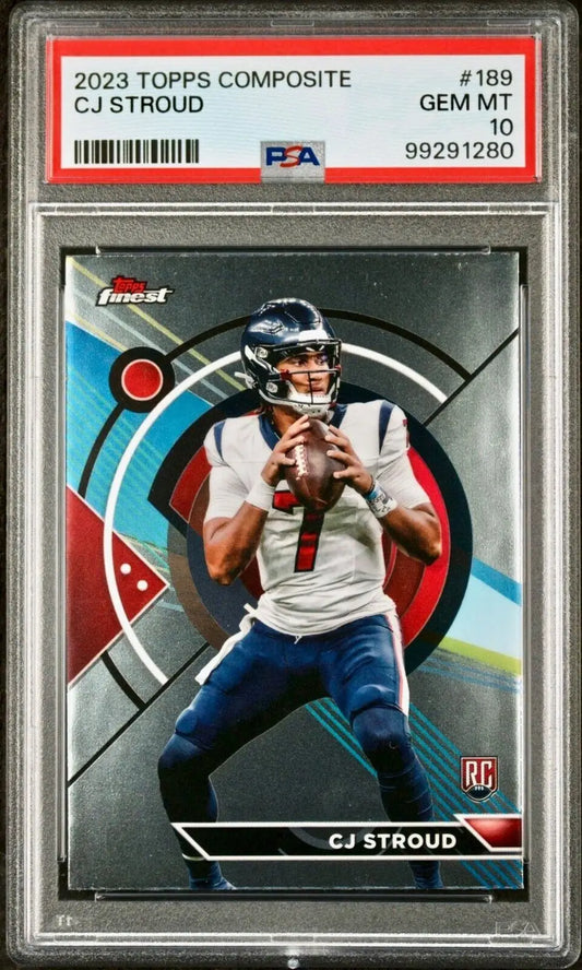 CJ Stroud 2023 Topps Finest Rookie NFL #189 Football Card PSA 10 Gem Mint - Football Card Single