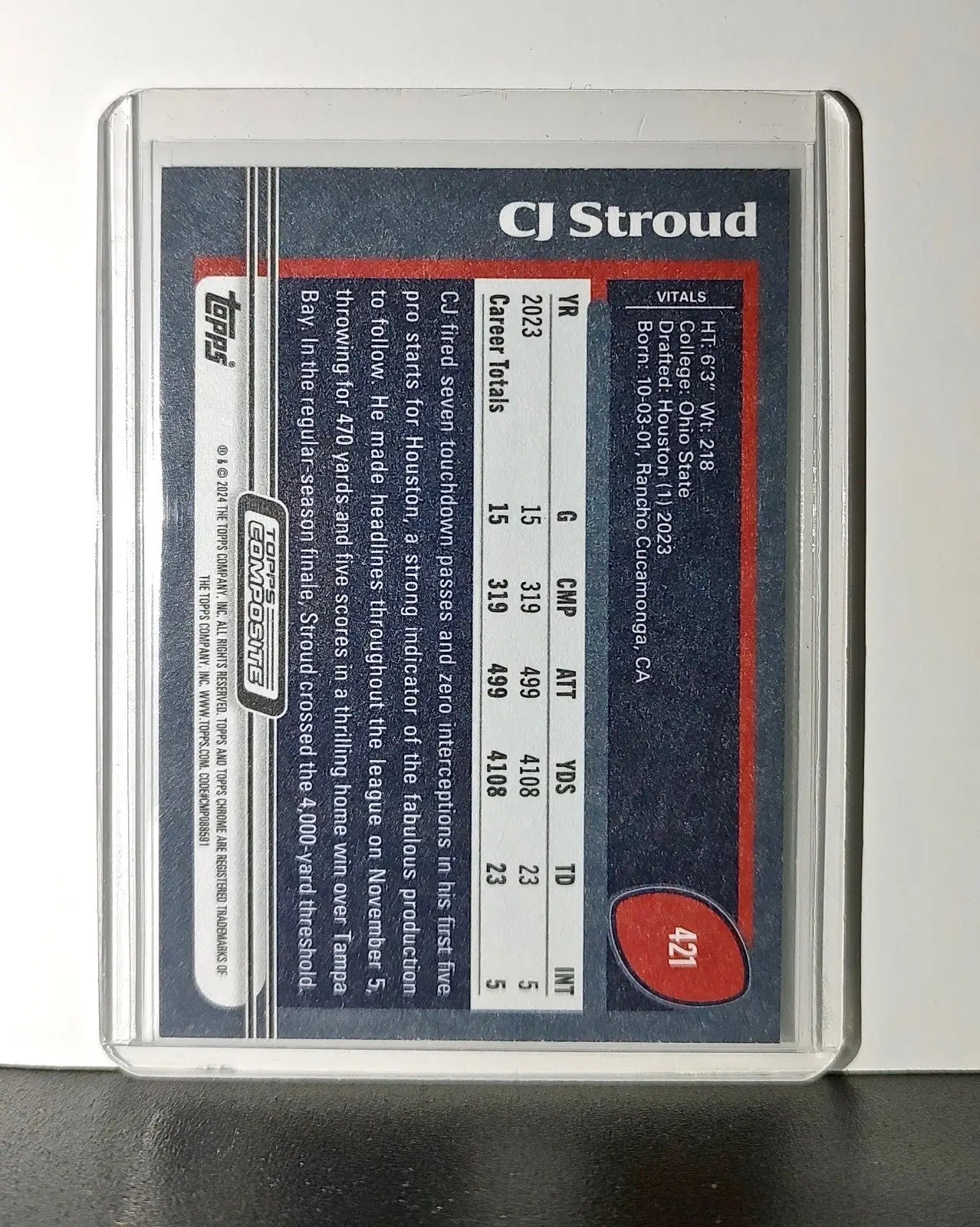 CJ Stroud Rookie 2023 Topps NFL #421 Card Houston Texans