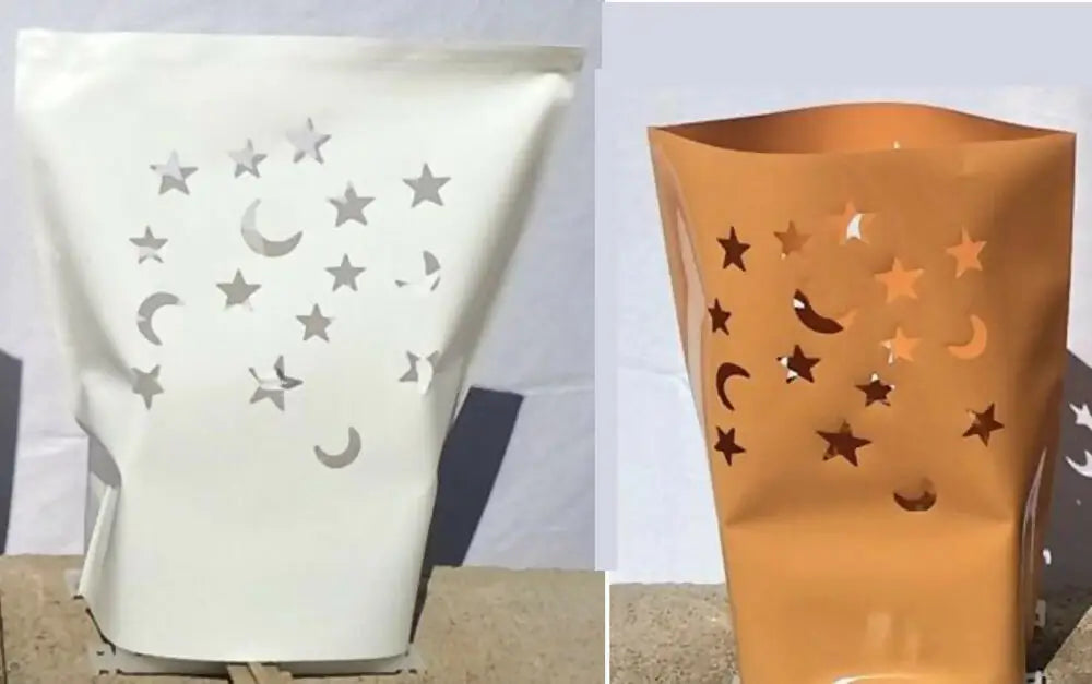 Classic LUMINARY SET with decorative paper lanterns featuring star and moon patterns