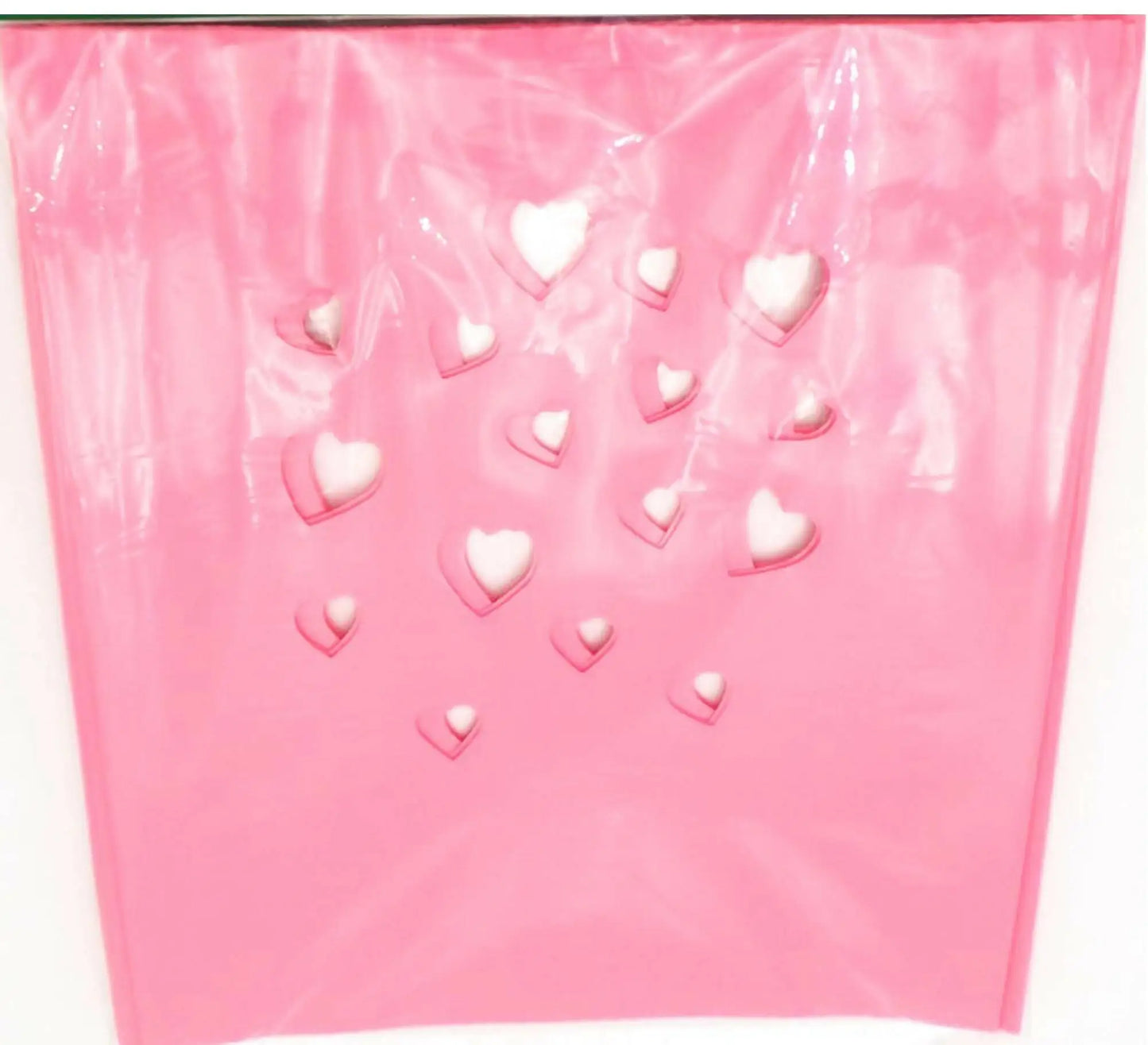 Pink plastic gift bag with white hearts from Classic LUMINARY SET, perfect for luminarias bags