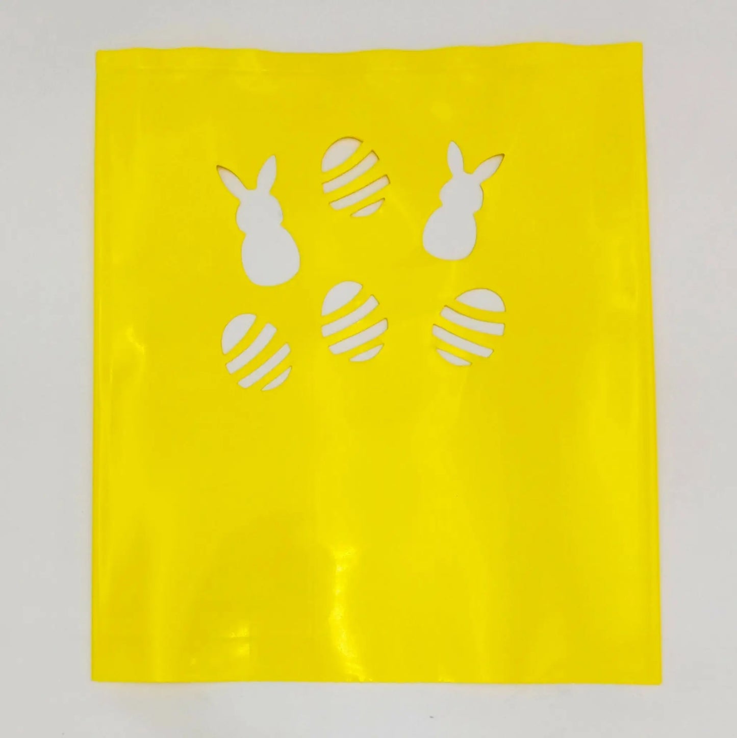 Yellow Easter-themed stencil with bunnies and eggs for Classic LUMINARY SET luminarias bags