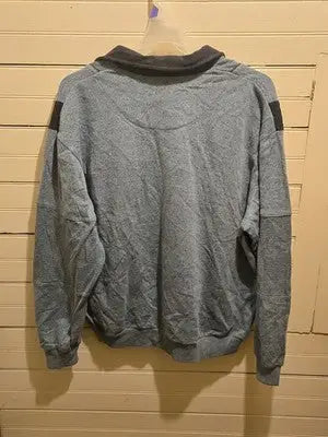Classics Pullover Sweatshirt Mens XL Blue Collared Pocket Long Sleeve Ribbed - Apparel