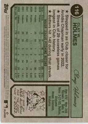 Clay Holmes - 2023 Topps Heritage - #116 - RC Baseball - Baseball Card Single