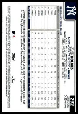 Clay Holmes 2025 Topps #292 New York Yankees - Baseball Card Single