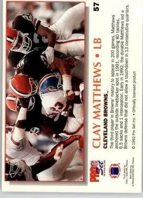 Clay Matthews - 1992 Pro Set Power - #57 - Football - Football Card Single