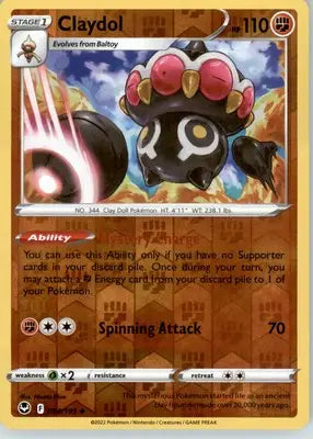Claydol - SWSH12: Silver Tempest - Reverse Holo LP - #094/195 - Pokémon Card Single