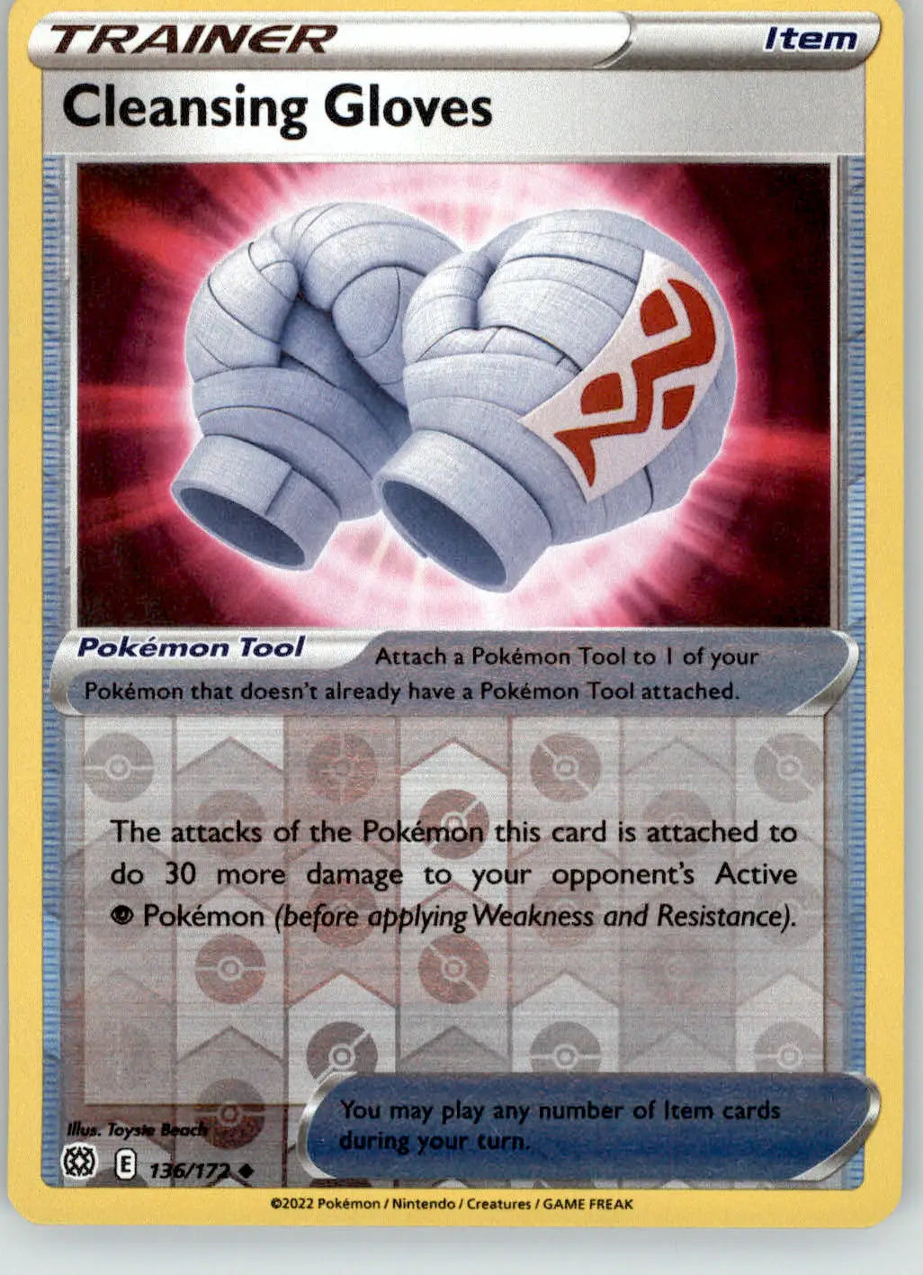 Cleansing Gloves - Brilliant Stars - 136/172 - Reverse Holo LP Pokemon - Pokémon Card Single