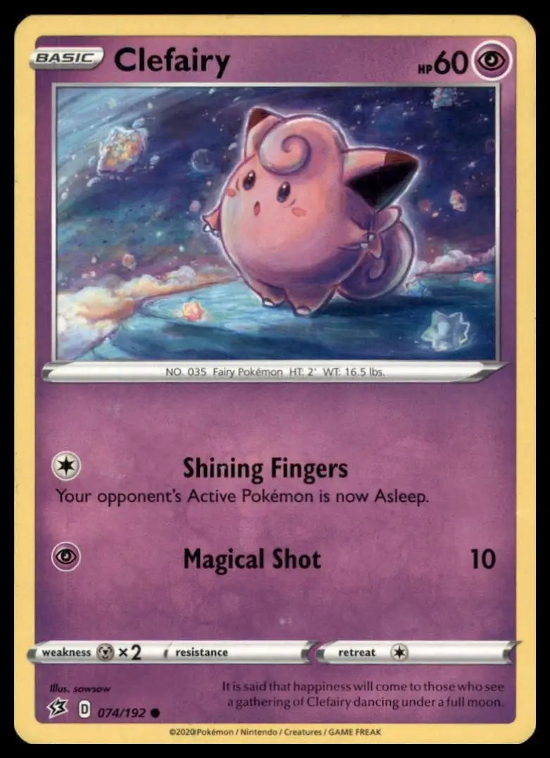 Clefairy 074/192 Swsh02: Rebel Clash Regular Pokemon - Pokémon Card Single