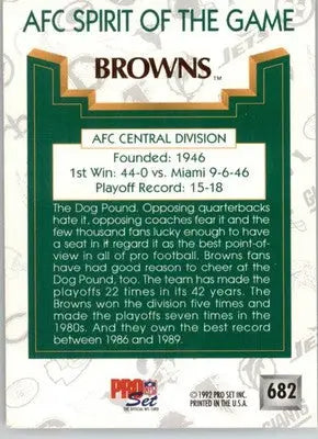 Cleveland Browns SOTG - 1992 Pro Set - #682 - Football - Football Card Single