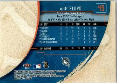 Cliff Floyd - 2002 Fleer E-X - #45 - Baseball - Baseball Card Single