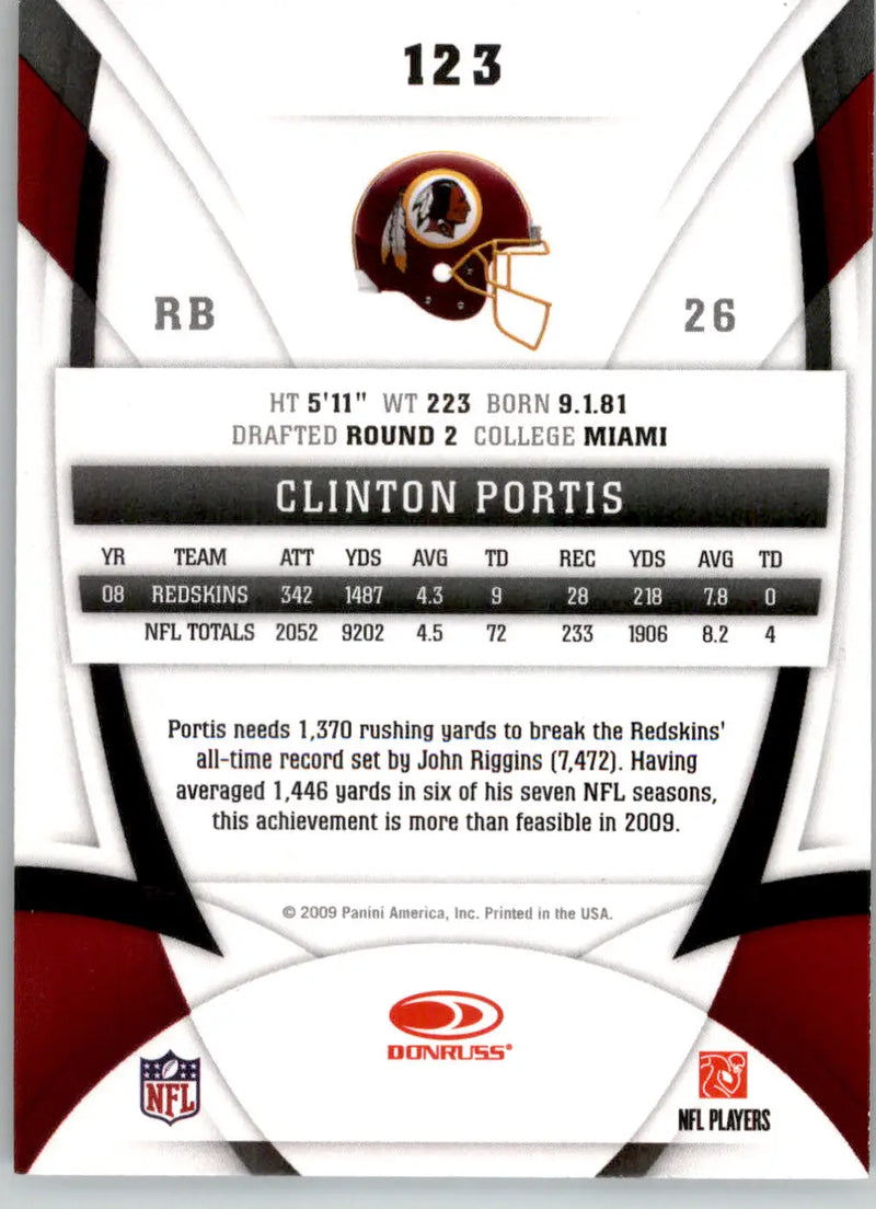 Clinton Portis - 2009 Donruss Certified - #123 - Football - Football Card Single