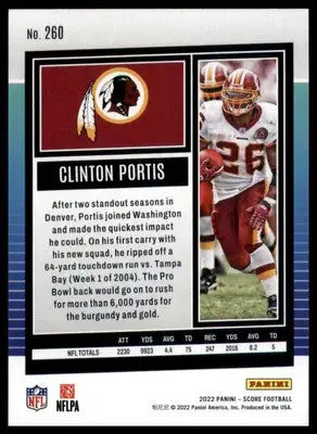 Clinton Portis 2022 Score #260 Washington Redskins - Football Card Single