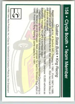 Clyde Booth - 1992 Traks - #158 - Racing - Racing Card Single