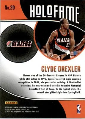 Clyde Drexler - 2020-21 Panini Mosaic - #20 - HoloFame Basketball - Basketball Card Single