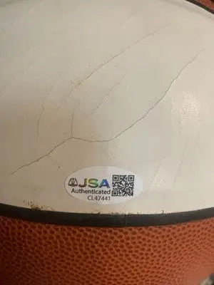 Clyde Drexler Kiki VanDeWeghe Dual-Signed Portland Auto Spalding Basketball JSA - Sports Memorabilia